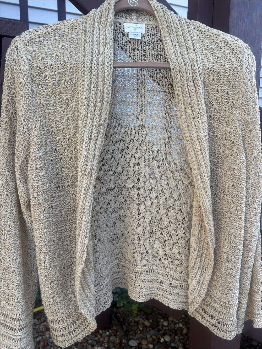 Jaclyn Smith Open-Front Knit Cardigan - Tan S/C